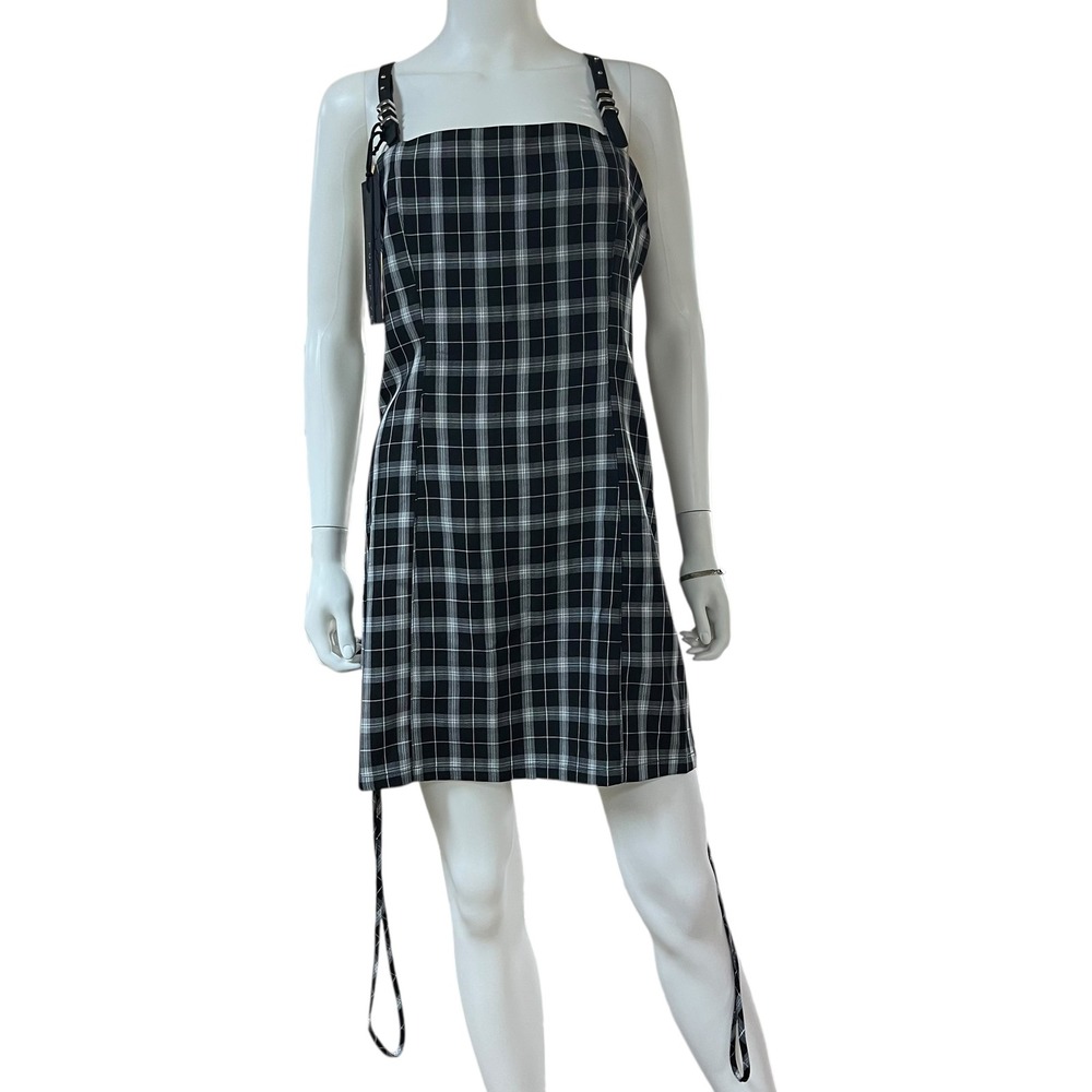 Punk Rave Plaid‎ Dress Women 3XL Black White Gothic Sexy Mini Costumes